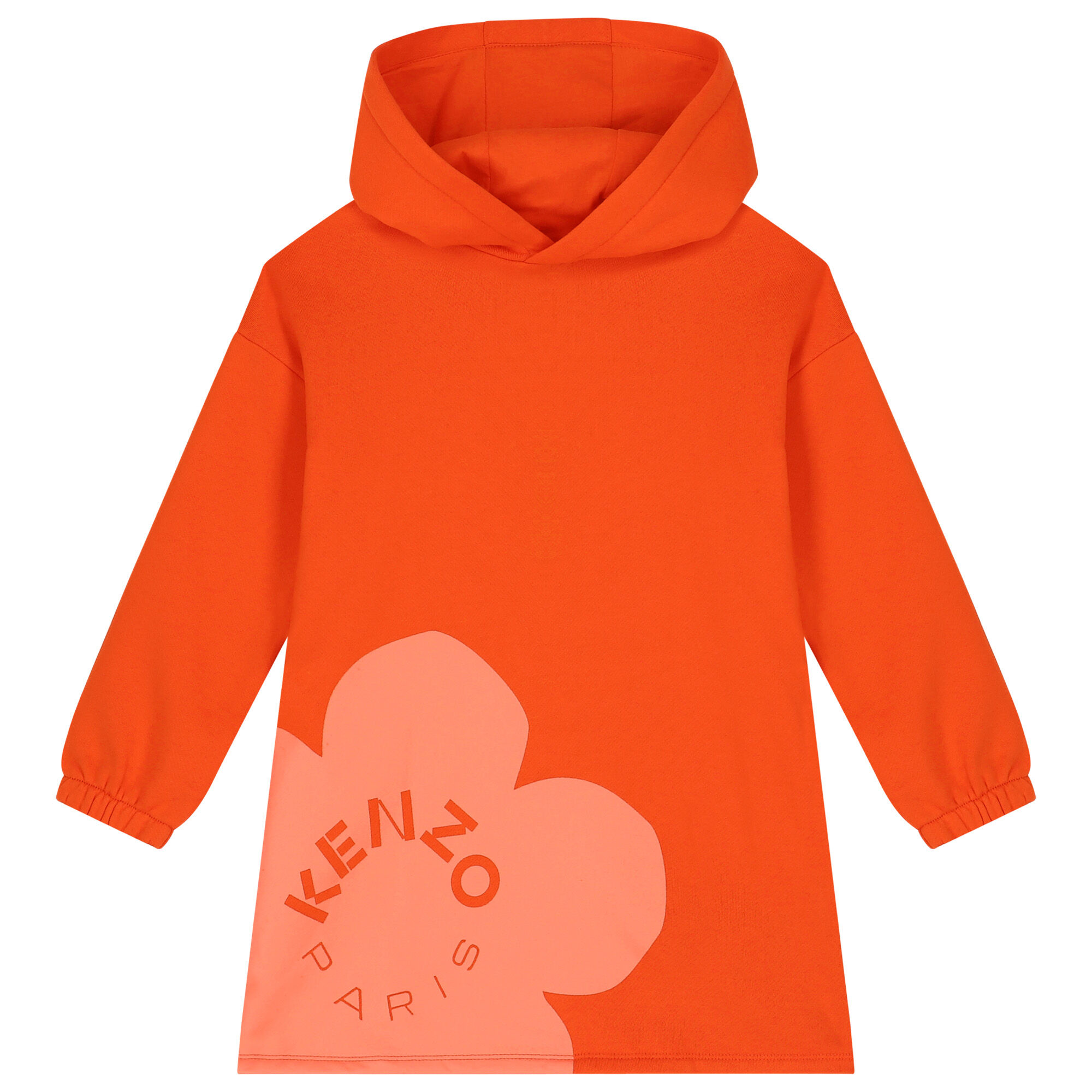 KENZO KIDS Girls Orange Boke Flower Hooded Dress | Junior Couture